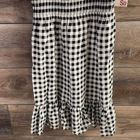 SO Girls Smocked Buffalo Plaid Sun Dress Size Small Black White NWT - Picture 5 of 7